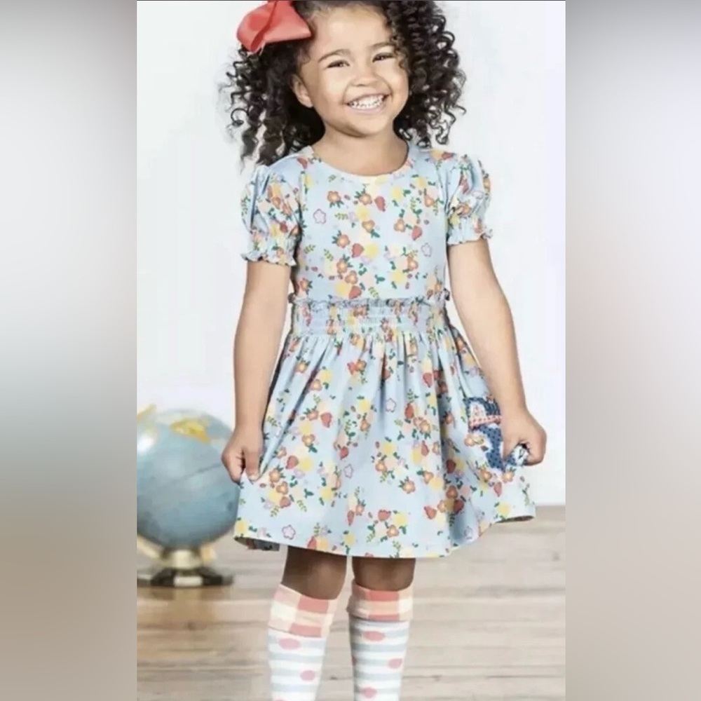 MATILDA JANE Girls short-sleeve Chalkboard Doodles lap dress, size 6